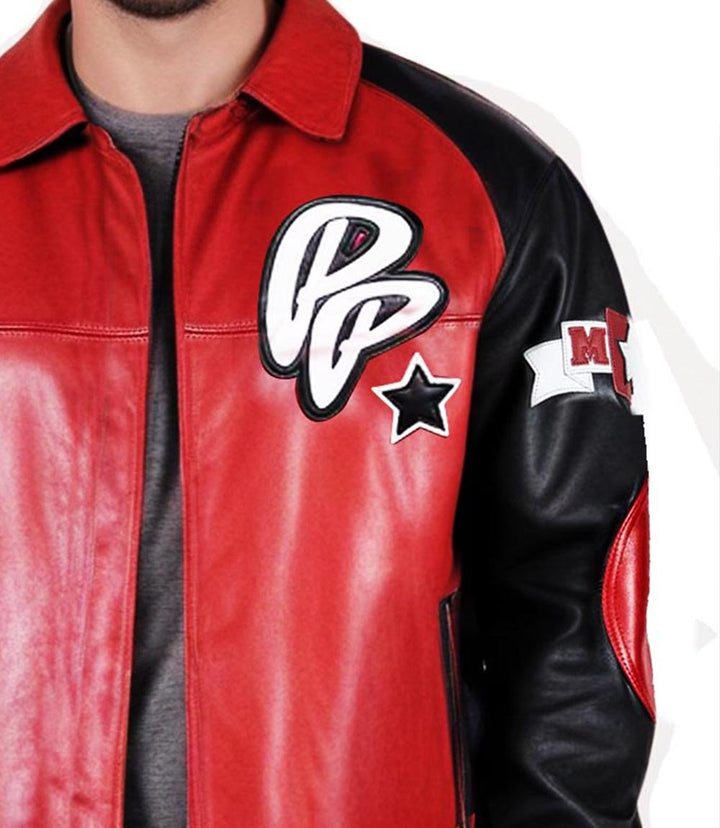 MB Soda Club Red Leather Jacket - XXS - MB Soda Club Red Leather Jacket - Tatoo Tee