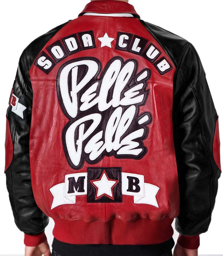 MB Soda Club Red Leather Jacket - XXS - MB Soda Club Red Leather Jacket - Tatoo Tee