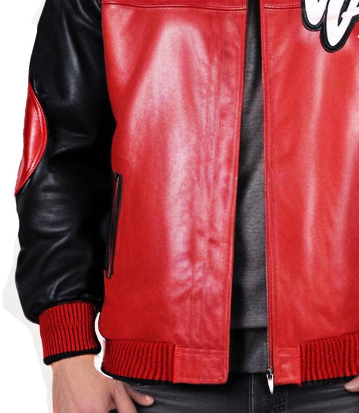 MB Soda Club Red Leather Jacket - XXS - MB Soda Club Red Leather Jacket - Tatoo Tee
