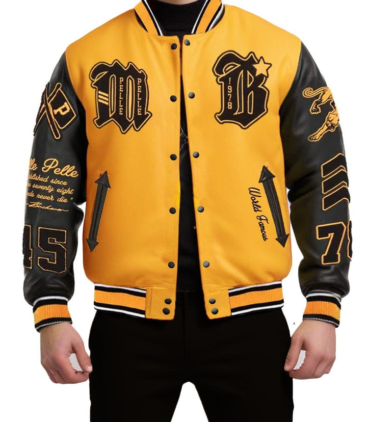 MB Yellow Black Varsity Jacket - XXS - MB Yellow Black Varsity Jacket - Tatoo Tee