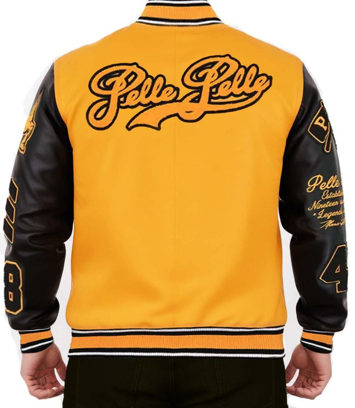 MB Yellow Black Varsity Jacket - XXS - MB Yellow Black Varsity Jacket - Tatoo Tee