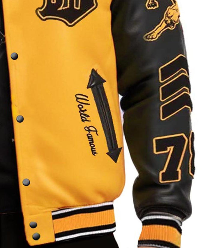 MB Yellow Black Varsity Jacket - XXS - MB Yellow Black Varsity Jacket - Tatoo Tee