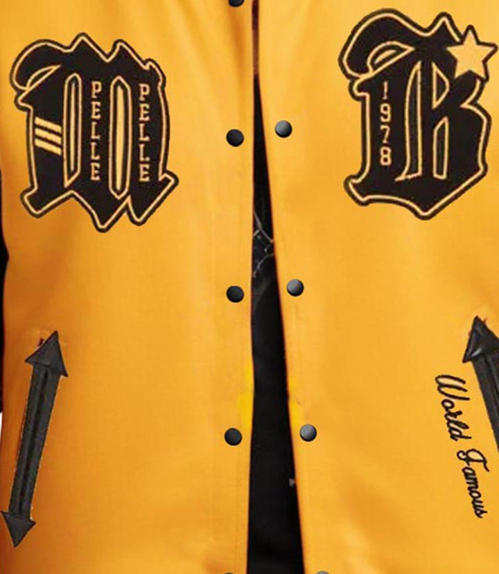 MB Yellow Black Varsity Jacket - XXS - MB Yellow Black Varsity Jacket - Tatoo Tee