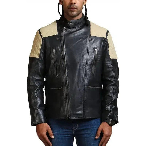 Men Black Brando Fashion Men Leather Jacket - XS - Men Black Brando Fashion Men Leather Jacket - Tatoo Tee