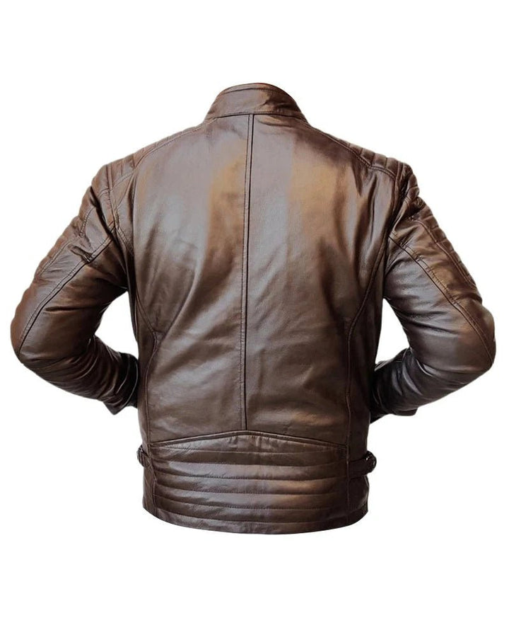 Men Handmade Slim Fit Leather Jacket - XS - Men Handmade Slim Fit Leather Jacket - Tatoo Tee