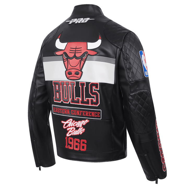 Men NBA Chicago Bulls Moto Jacket - S - BLACK/WHITE - Men NBA Chicago Bulls Moto Jacket - Tatoo Tee