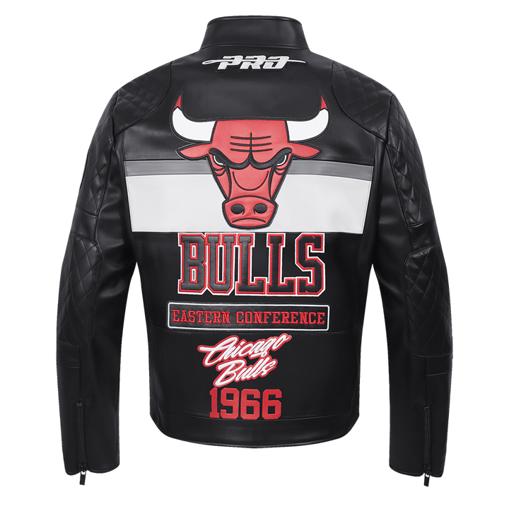 Men NBA Chicago Bulls Moto Jacket - S - BLACK/WHITE - Men NBA Chicago Bulls Moto Jacket - Tatoo Tee