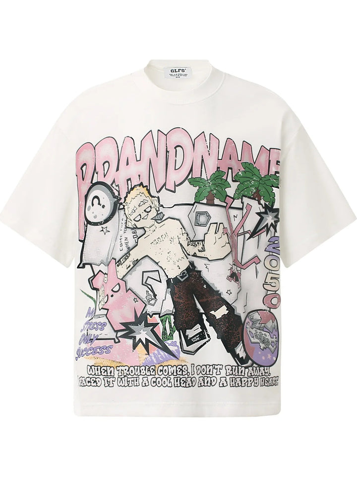 Men's Anime Graphic Oversized T-Shirt - White - M - bcd814e325d645be9579582a204f9319 - Max - Origin - Tatoo Tee