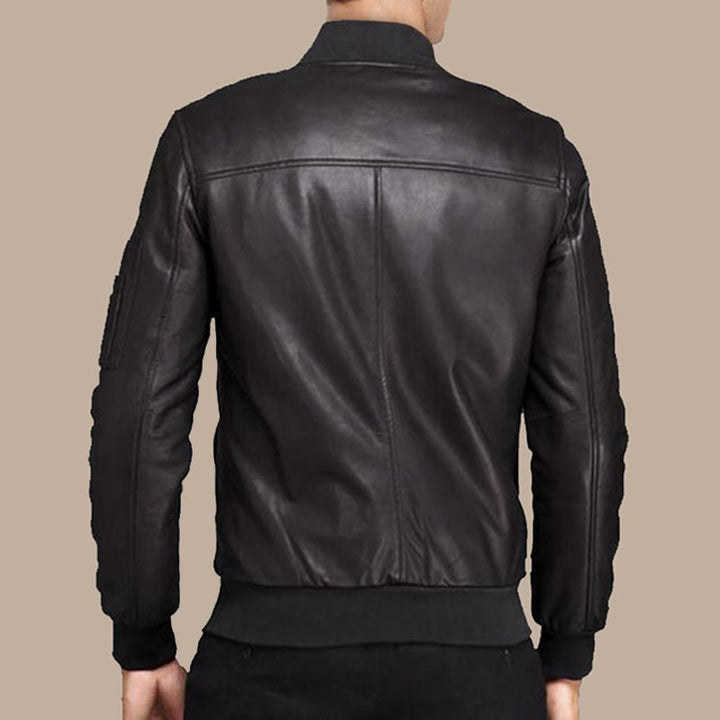 Mens Biker Black Bomber Jacket - S - Mens Biker Black Bomber Jacket - Tatoo Tee