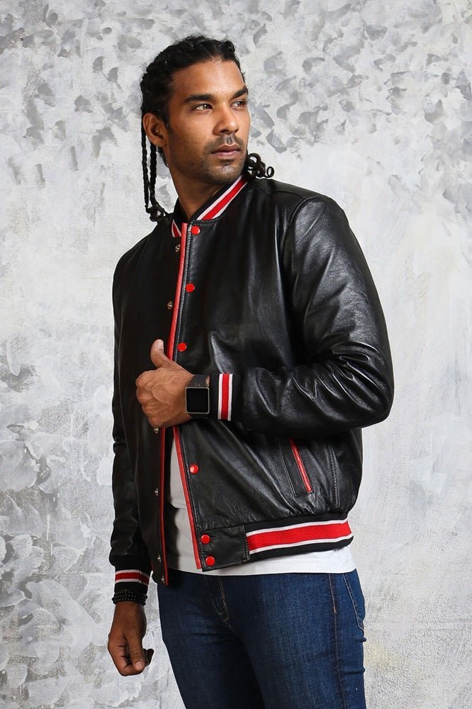 Men's Black and Red Bomber Jacket - X - Small - Black - Men's Black and Red Bomber Jacket - Tatoo Tee