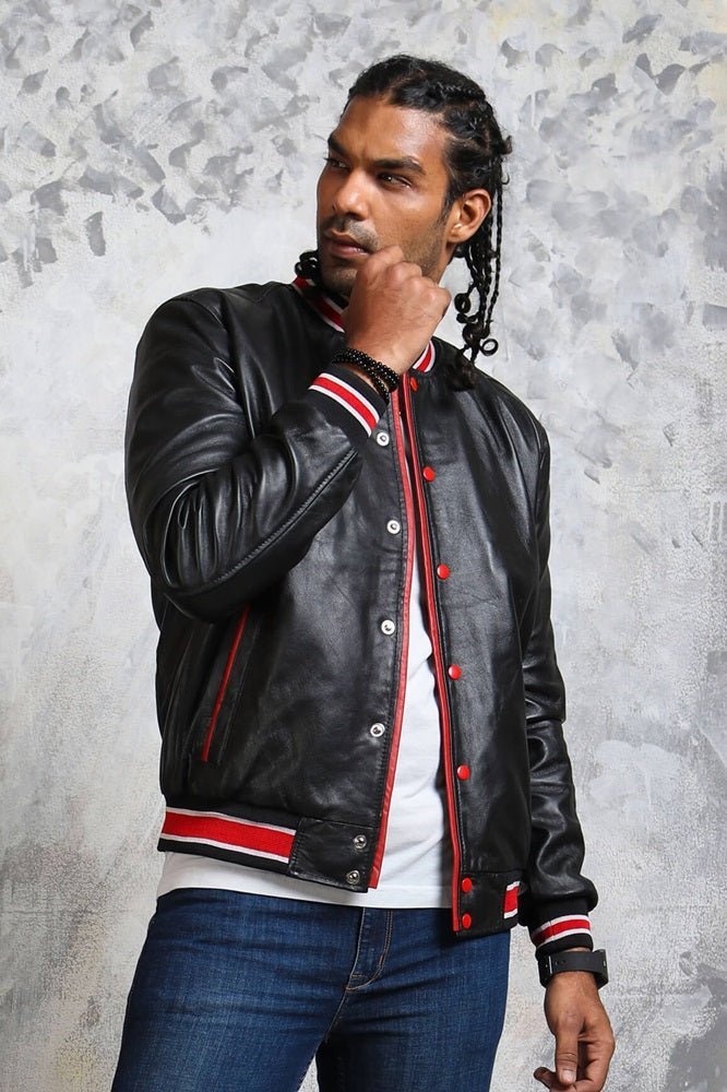 Men's Black and Red Bomber Jacket - X - Small - Black - Men's Black and Red Bomber Jacket - Tatoo Tee