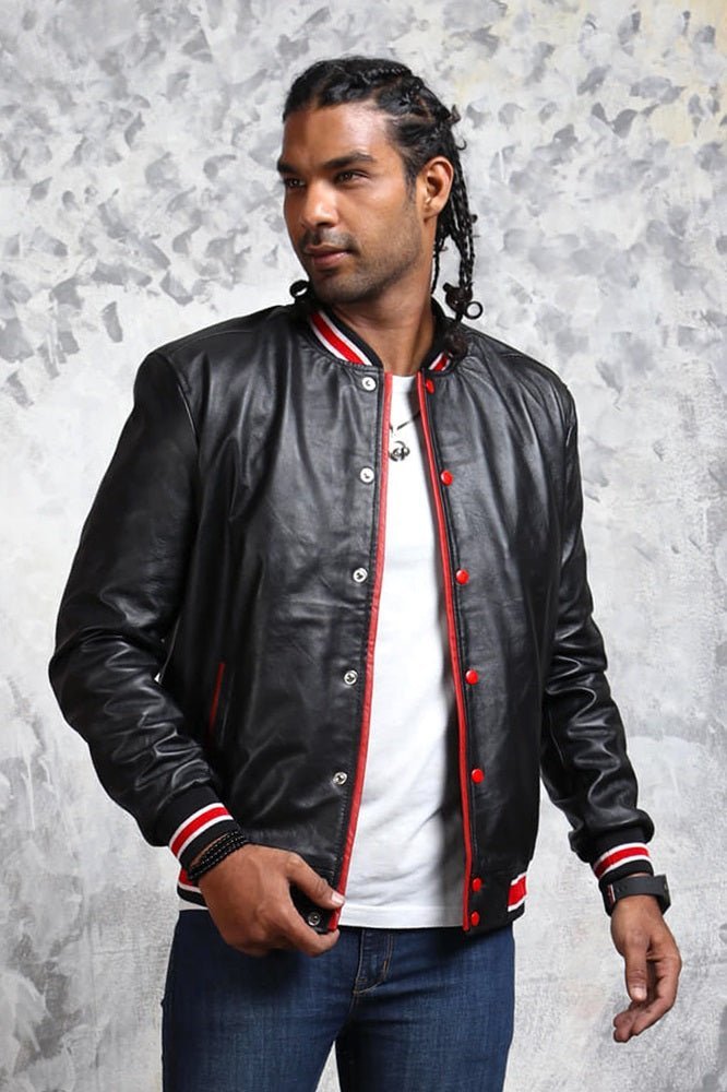 Men's Black and Red Bomber Jacket - X - Small - Black - Men's Black and Red Bomber Jacket - Tatoo Tee