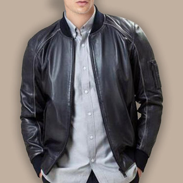 Mens Black Bomber Jacket - S - Mens Black Bomber Jacket - Tatoo Tee