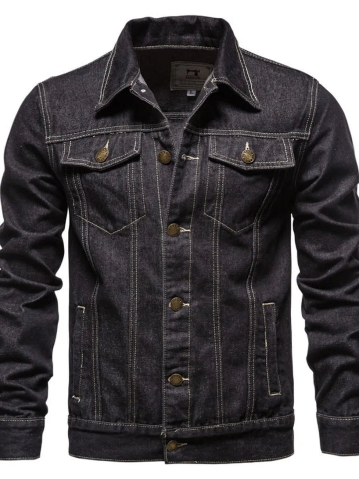Men's Button Down Long Sleeve Denim Jacket - Dark - S - 6431d228 - 93d1 - 4689 - 9ec6 - 2a04d7bfc7d3 - Max - Tatoo Tee