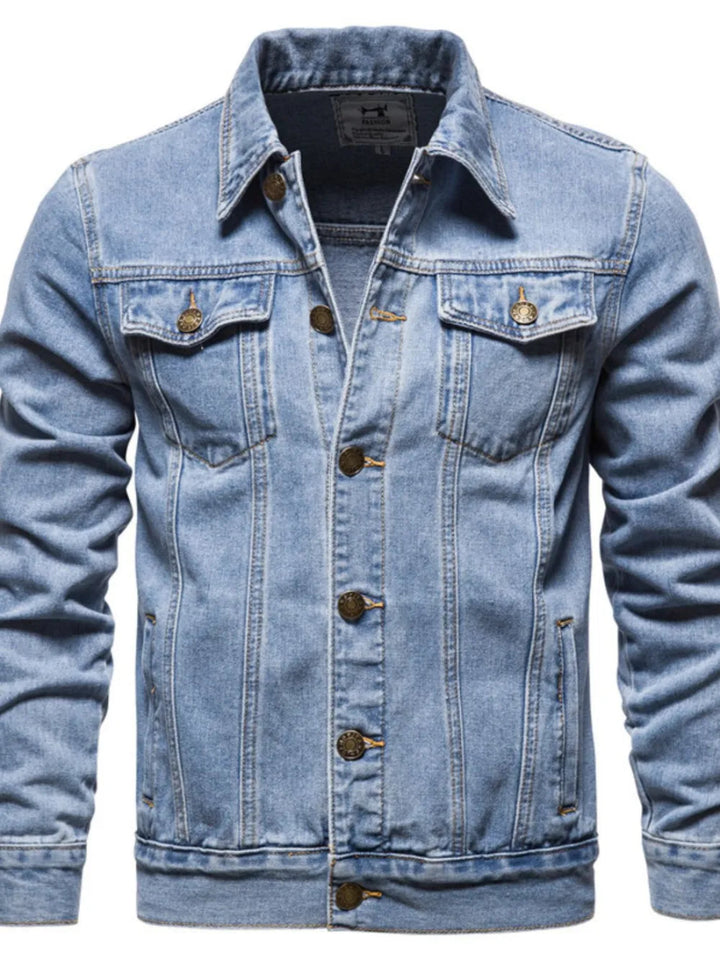 Men's Button Down Long Sleeve Denim Jacket - Light - S - 584f915f - 7aa2 - 4403 - 8e1b - af09fd784586 - Max - Tatoo Tee