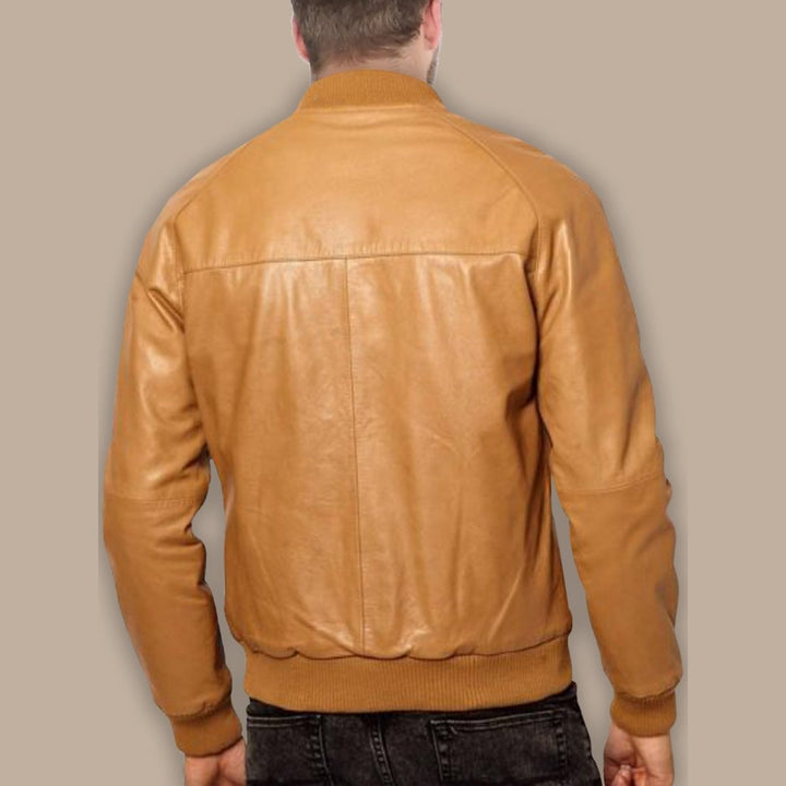 Mens Casual Tan Brown Bomber Jacket - S - Mens Casual Tan Brown Bomber Jacket - Tatoo Tee