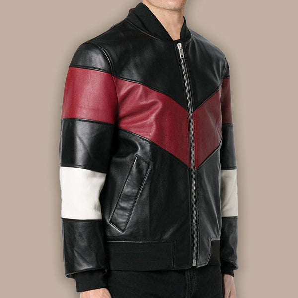 Mens Chevron Stripe Bomber Jacket