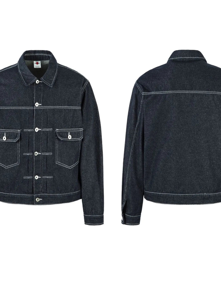 Men's Contrast Stitching Button Up Denim Jacket - Sapphire Blue - M - b290e2db5ad94fc2946e212e397dd87e - Max - Origin - Tatoo Tee