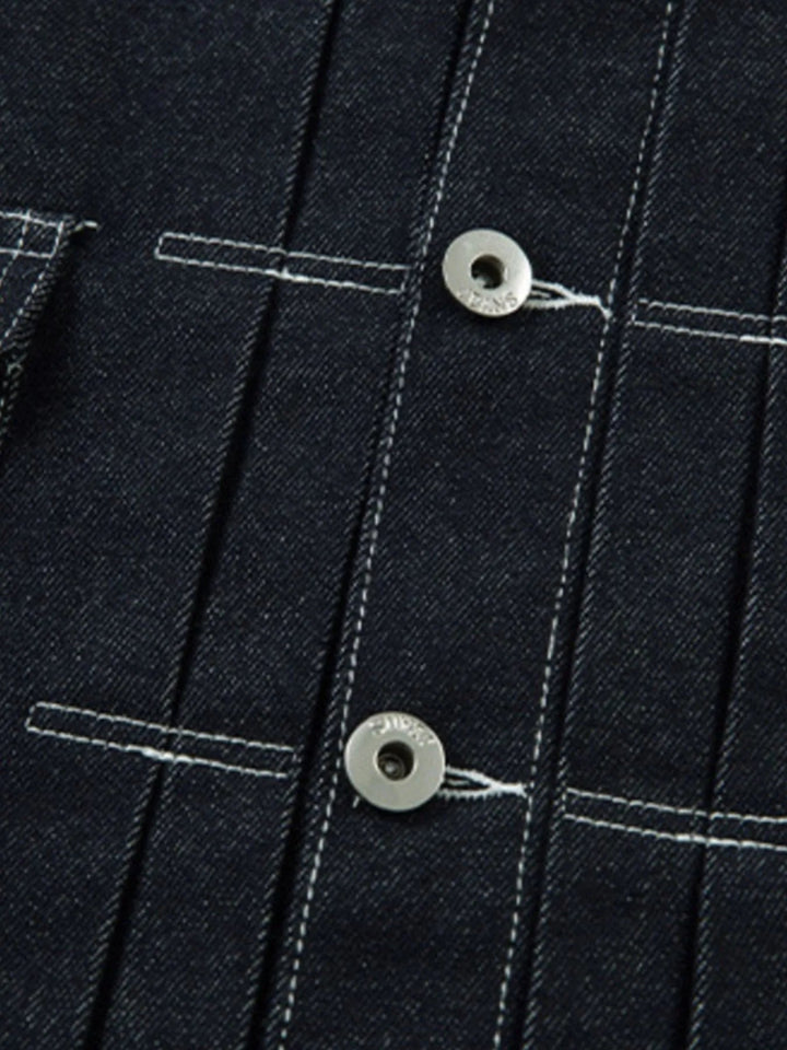 Men's Contrast Stitching Button Up Denim Jacket - Sapphire Blue - M - d4c79c08 - 2775 - 4521 - 8475 - aad49bdb4fcf - Max - Origin - Tatoo Tee