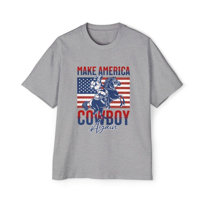 Men's Cowboy Graphic Tee - Make America Cowboy Again, Vintage Style T-Shirt, Casual Wear, Americana Gift, Western Fan Apparel - S - Athletic Heather - Men's Cowboy Graphic Tee - Make America Cowboy Again, Vintage Style T-Shirt, Casual Wear, Americana Gift, Western Fan Apparel - Tatoo Tee