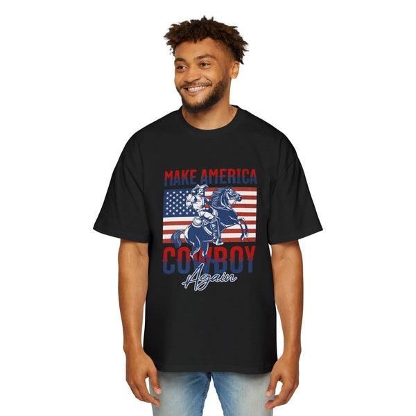 Men's Cowboy Graphic Tee - Make America Cowboy Again, Vintage Style T-Shirt, Casual Wear, Americana Gift, Western Fan Apparel - S - Black - Men's Cowboy Graphic Tee - Make America Cowboy Again, Vintage Style T-Shirt, Casual Wear, Americana Gift, Western Fan Apparel - Tatoo Tee