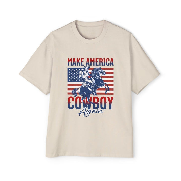 Men's Cowboy Graphic Tee - Make America Cowboy Again, Vintage Style T-Shirt, Casual Wear, Americana Gift, Western Fan Apparel - S - Ecru - Men's Cowboy Graphic Tee - Make America Cowboy Again, Vintage Style T-Shirt, Casual Wear, Americana Gift, Western Fan Apparel - Tatoo Tee