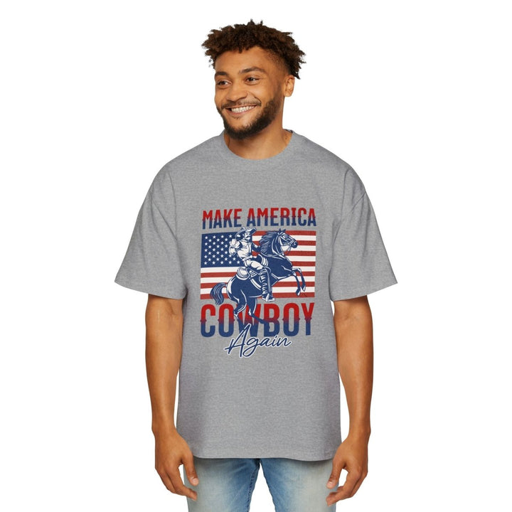 Men's Cowboy Graphic Tee - Make America Cowboy Again, Vintage Style T-Shirt, Casual Wear, Americana Gift, Western Fan Apparel - S - Navy - Men's Cowboy Graphic Tee - Make America Cowboy Again, Vintage Style T-Shirt, Casual Wear, Americana Gift, Western Fan Apparel - Tatoo Tee