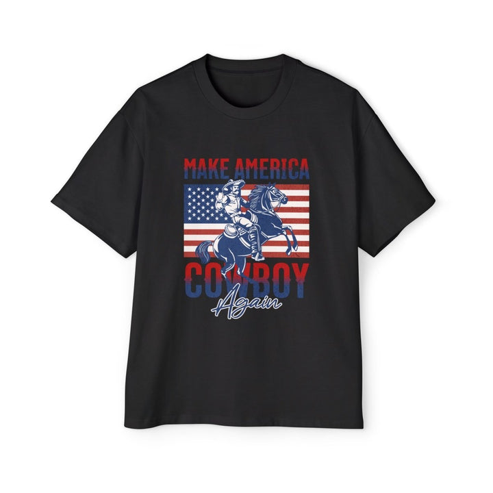 Men's Cowboy Graphic Tee - Make America Cowboy Again, Vintage Style T-Shirt, Casual Wear, Americana Gift, Western Fan Apparel - S - Navy - Men's Cowboy Graphic Tee - Make America Cowboy Again, Vintage Style T-Shirt, Casual Wear, Americana Gift, Western Fan Apparel - Tatoo Tee