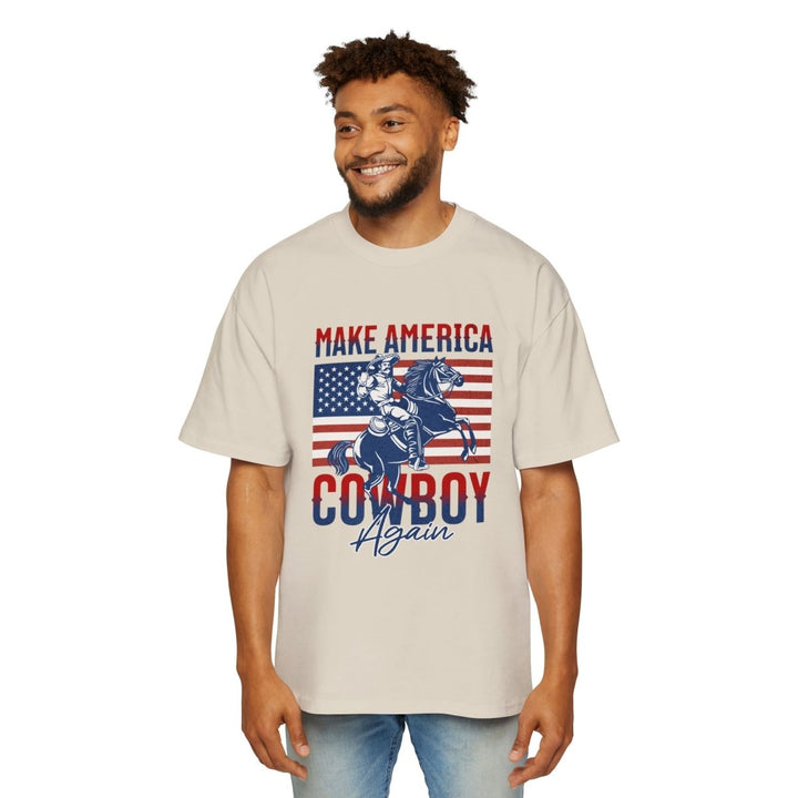 Men's Cowboy Graphic Tee - Make America Cowboy Again, Vintage Style T-Shirt, Casual Wear, Americana Gift, Western Fan Apparel - S - Navy - Men's Cowboy Graphic Tee - Make America Cowboy Again, Vintage Style T-Shirt, Casual Wear, Americana Gift, Western Fan Apparel - Tatoo Tee