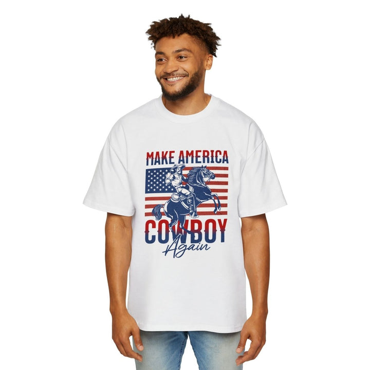 Men's Cowboy Graphic Tee - Make America Cowboy Again, Vintage Style T-Shirt, Casual Wear, Americana Gift, Western Fan Apparel - S - Navy - Men's Cowboy Graphic Tee - Make America Cowboy Again, Vintage Style T-Shirt, Casual Wear, Americana Gift, Western Fan Apparel - Tatoo Tee