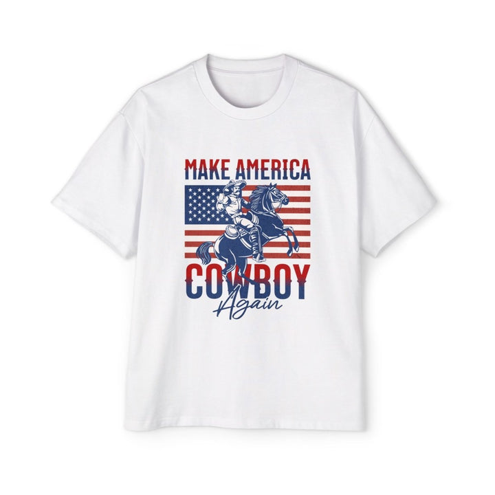 Men's Cowboy Graphic Tee - Make America Cowboy Again, Vintage Style T-Shirt, Casual Wear, Americana Gift, Western Fan Apparel - S - White - Men's Cowboy Graphic Tee - Make America Cowboy Again, Vintage Style T-Shirt, Casual Wear, Americana Gift, Western Fan Apparel - Tatoo Tee