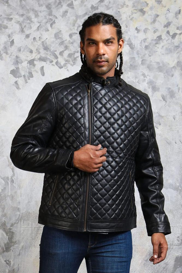 Men's Diamond Quilted Leather Jacket