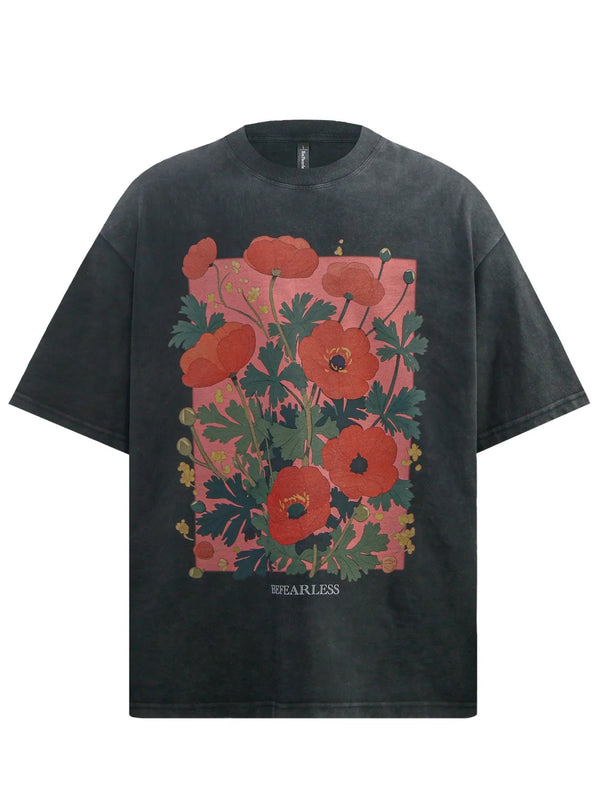 Men's Flower Graphic Oversized T-Shirt - Black - S - 4f1c12ab4f714e1ab80a68d667125e85 - Max - Origin - Tatoo Tee