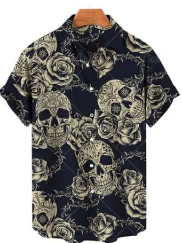 Men's Full Size Printed Button Up Short Sleeve Shirt Plus Size - Black - S - 8f508eac - 9c3b - 4078 - a0c6 - a5687c24967b - Max - Origin - Tatoo Tee