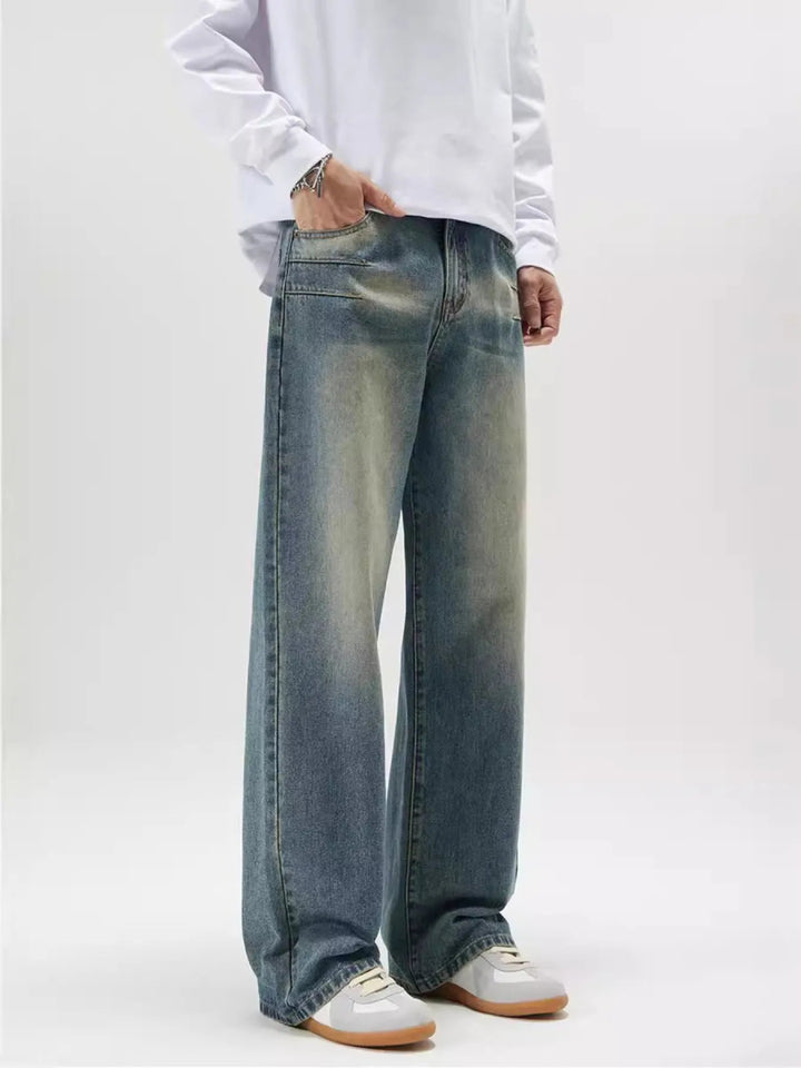 Men's Full Size Washed Wide Leg Jeans Plus Size - Water Wash Blue - S - 9c9237599a6a4f208e7cdbebbc70f60c - Max - Origin - Tatoo Tee
