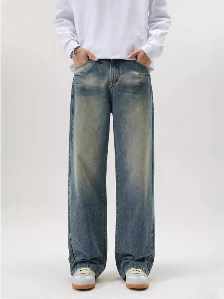 Men's Full Size Washed Wide Leg Jeans Plus Size - Water Wash Blue - S - c279574877824711922cd8879c418598 - Max - Origin - Tatoo Tee
