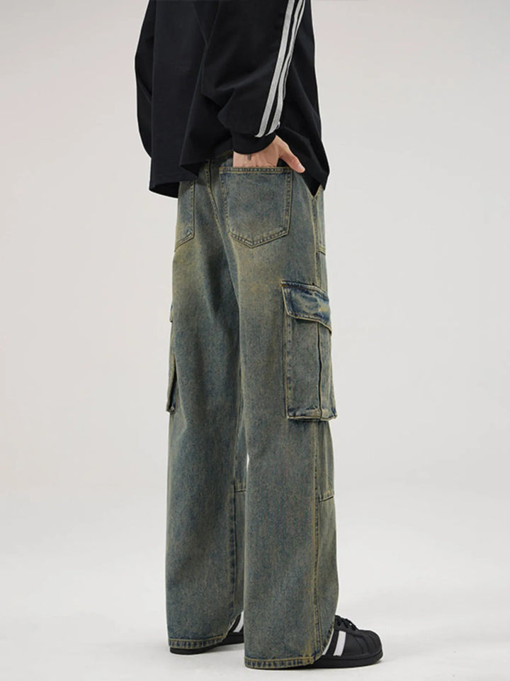 Men's Full Size Wide Leg Cargo Jeans Plus Size - Vintage Blue - S - 308f29df46424364811415ef1df99546 - Max - Origin - Tatoo Tee