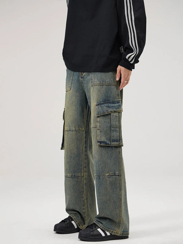 Men's Full Size Wide Leg Cargo Jeans Plus Size - Vintage Blue - S - c84ba2de40984386861ab5b7a9a9d233 - Max - Origin - Tatoo Tee