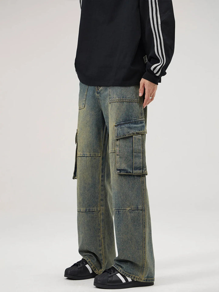 Men's Full Size Wide Leg Cargo Jeans Plus Size - Vintage Blue - S - c84ba2de40984386861ab5b7a9a9d233 - Max - Origin - Tatoo Tee