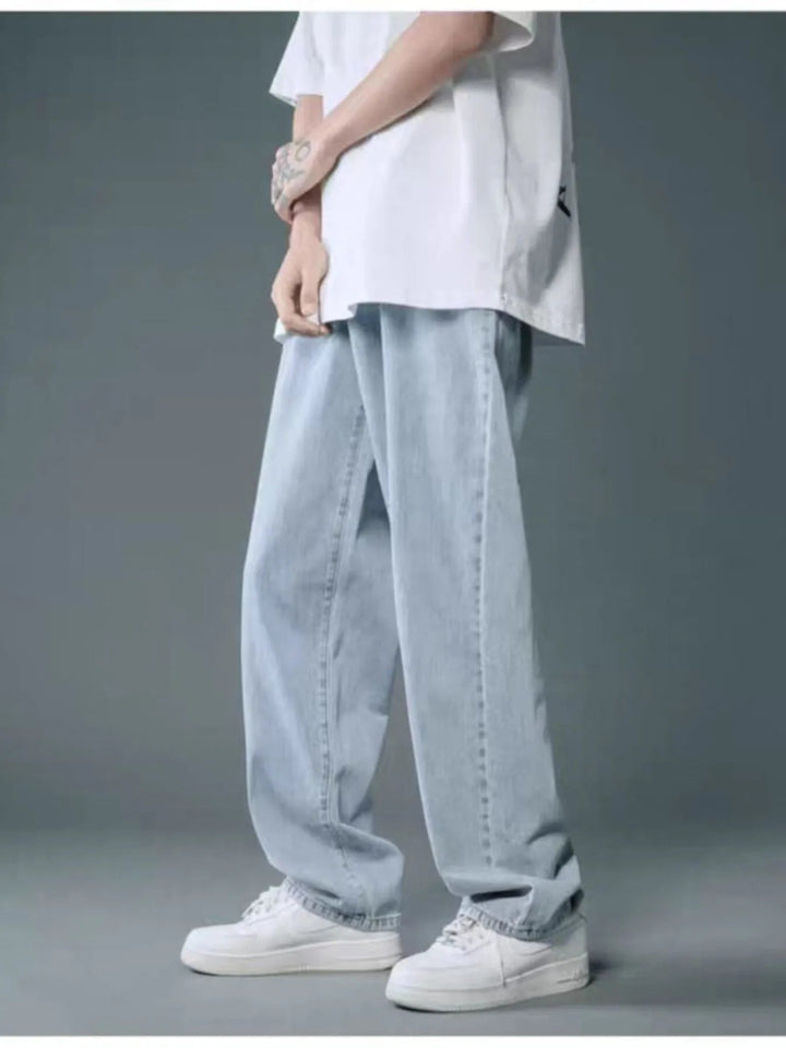 Men's Full Size Wide Leg Wash Relaxed Fit Jeans Plus Size - Dark Blue - S - 538a154525ab4f68a67333af7829685c - Max - Origin - Tatoo Tee