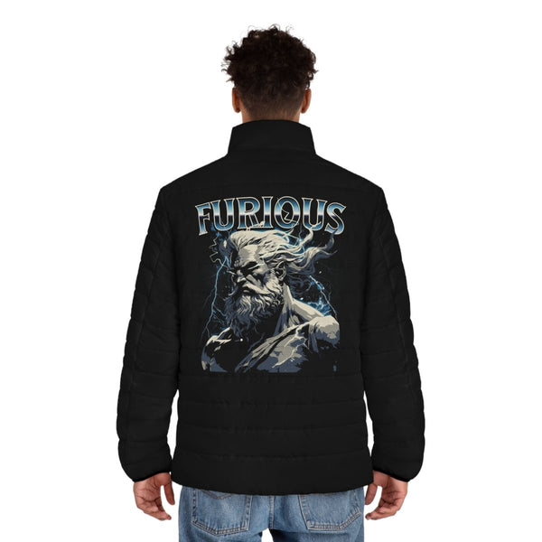 Men's Furious Puffer Jacket – Stylish Winter Wear with Bold Graphic Design - S - Black zipper - Men's Furious Puffer Jacket – Stylish Winter Wear with Bold Graphic Design - Tatoo Tee