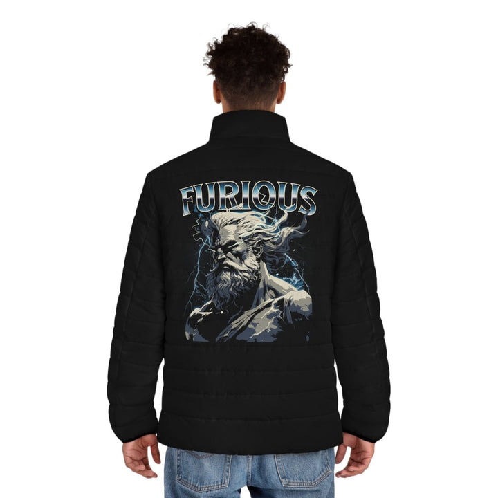 Men's Furious Puffer Jacket – Stylish Winter Wear with Bold Graphic Design - S - Black zipper - Men's Furious Puffer Jacket – Stylish Winter Wear with Bold Graphic Design - Tatoo Tee