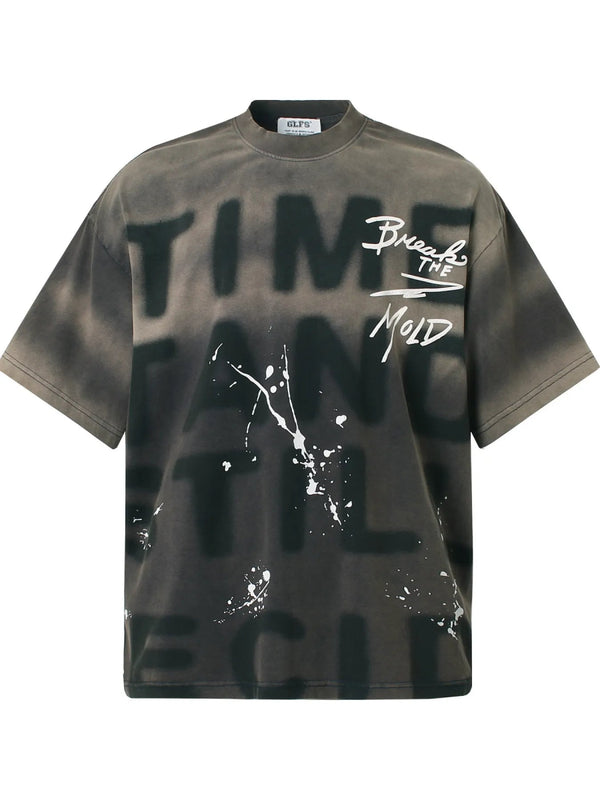 Men's Graffiti Style Oversized T-Shirt - Gray - M - 06b3bd9816674a84a28b740dd06f7b7e - Max - Origin - Tatoo Tee