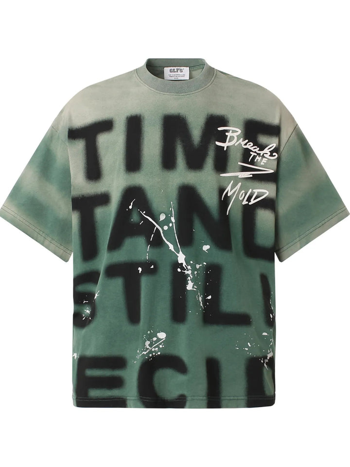 Men's Graffiti Style Oversized T-Shirt - Green - M - ba69215789d84fb18ab5a76a70e4f6b3 - Max - Origin - Tatoo Tee