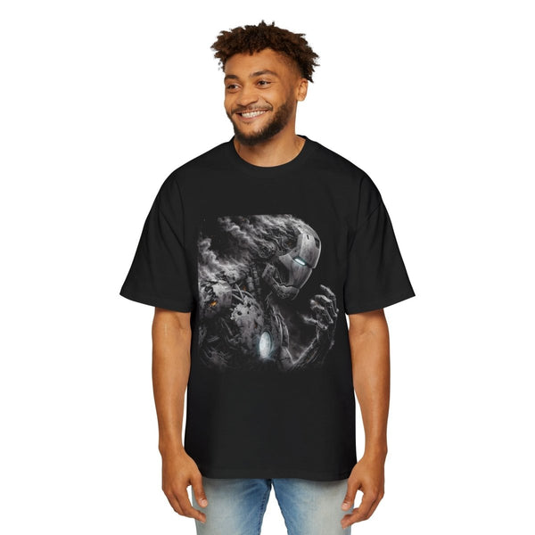 Men's Graphic Iron Man Heavy Oversized Tee - Stylish Casual Wear, Perfect for Everyday - S - Black - Men's Graphic Iron Man Heavy Oversized Tee - Stylish Casual Wear, Perfect for Everyday - Tatoo Tee