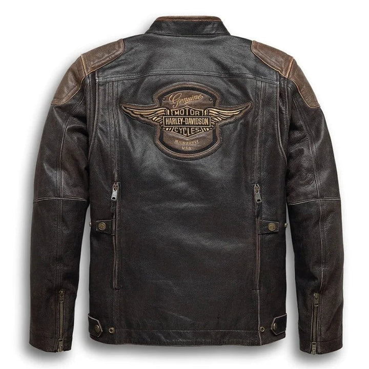 Men’s H - D Triple Vent System Trostel Leather Jacket - Male - XS - Men’s H - D Triple Vent System Trostel Leather Jacket - Tatoo Tee