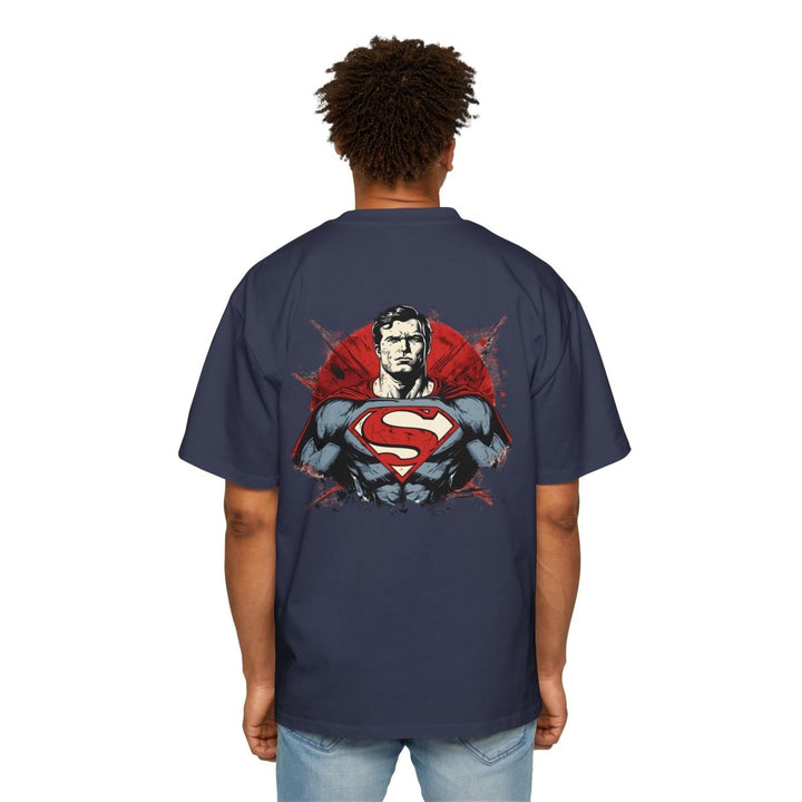 Men's Heavy Oversized Superman Tee - Heroic Graphic Shirt for Comic Fans - S - Midnight Blue - Men's Heavy Oversized Superman Tee - Heroic Graphic Shirt for Comic Fans - Tatoo Tee