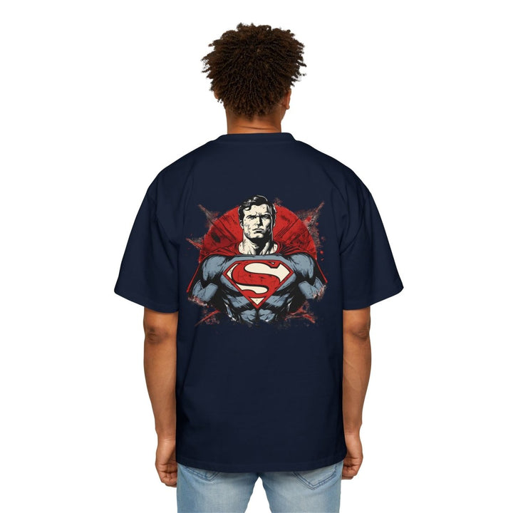 Men's Heavy Oversized Superman Tee - Heroic Graphic Shirt for Comic Fans - S - Midnight Blue - Men's Heavy Oversized Superman Tee - Heroic Graphic Shirt for Comic Fans - Tatoo Tee
