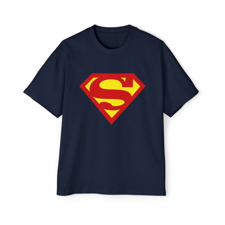 Men's Heavy Oversized Superman Tee - Heroic Graphic Shirt for Comic Fans - S - Midnight Blue - Men's Heavy Oversized Superman Tee - Heroic Graphic Shirt for Comic Fans - Tatoo Tee