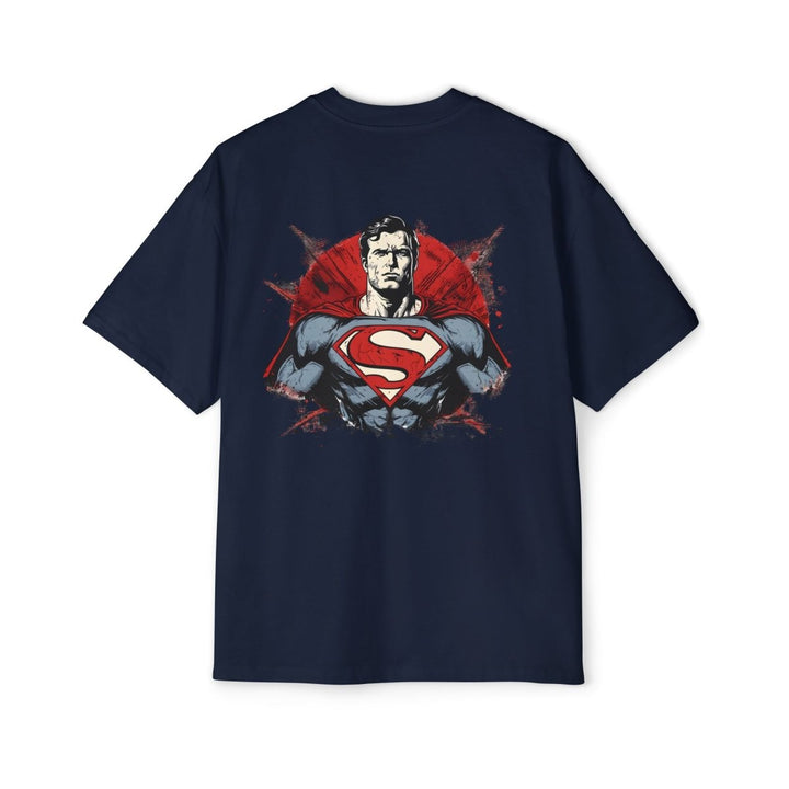 Men's Heavy Oversized Superman Tee - Heroic Graphic Shirt for Comic Fans - S - Midnight Blue - Men's Heavy Oversized Superman Tee - Heroic Graphic Shirt for Comic Fans - Tatoo Tee